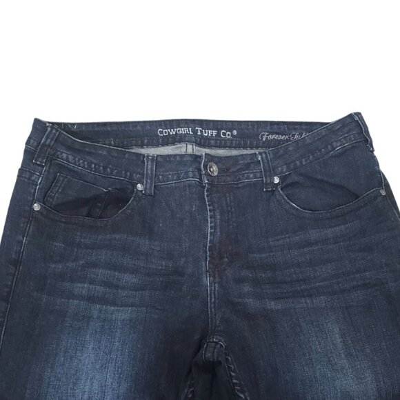Cowgirl Tuff Co. Womens Dark Wash Bootcut Jeans 38 Denim Pants 37" Inseam - Picture 2 of 7